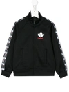 Dsquared2 Logo Tape Zip-up Sweatshirt In Black