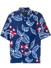 Prada Floral Shortsleeved Shirt In 蓝色