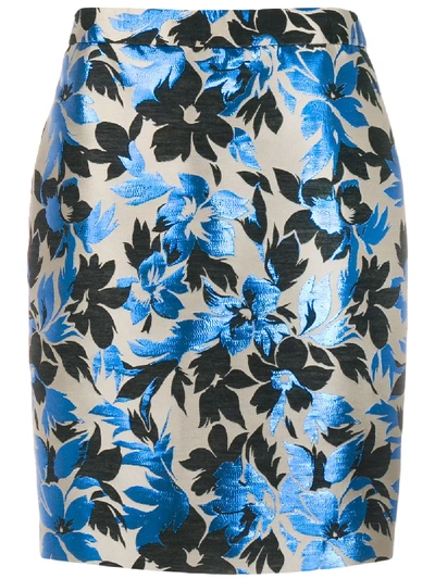 Moschino Fantasy Pencil Skirt In Blue