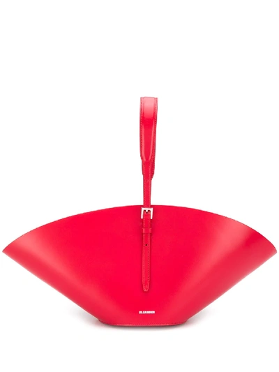 Jil Sander Genuine Leather Sombrero Small Bag In Bright Red