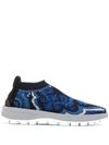 Etro Paisley-knit Sneakers In Blue