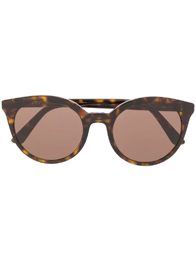 Prada Round Frame Tortoise-shell Sunglasses In 棕色