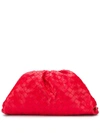 Bottega Veneta The Pouch Intrecciato Leather Clutch In Red