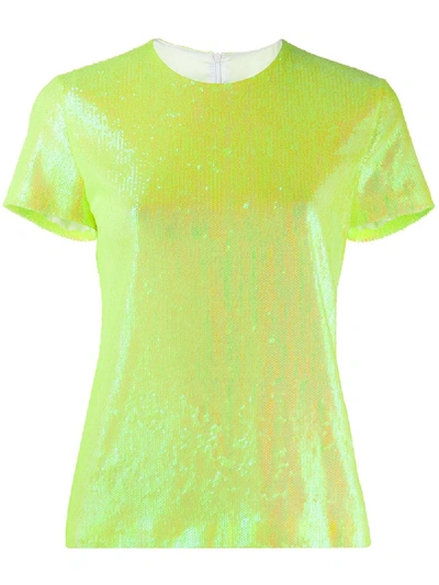 Mm6 Maison Margiela Sequined Short Sleeve Top In Yellow