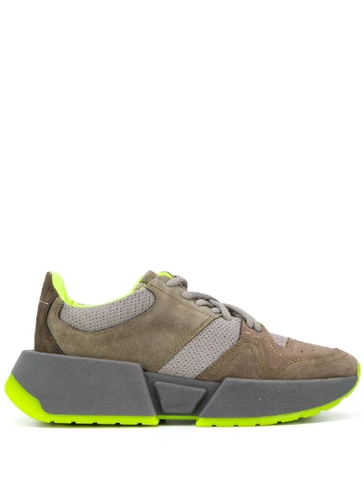 Mm6 Maison Margiela Colour-block Panelled Trainers In Brown