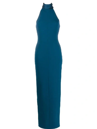 Solace London Dahlia Fitted Gown In Blue