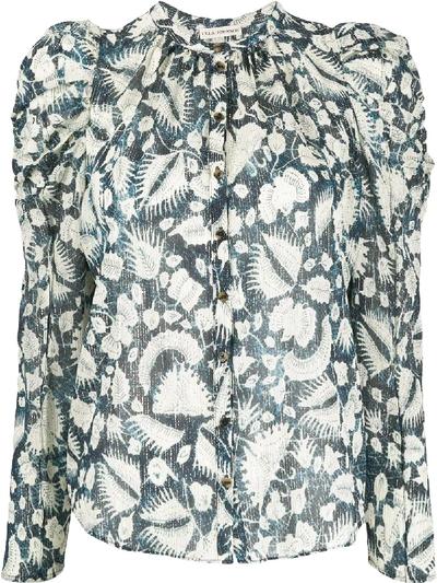 Ulla Johnson Long-sleeve Floral Blouse In Blue