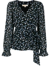 MICHAEL MICHAEL KORS WRAP FRONT FLORAL PRINT BLOUSE