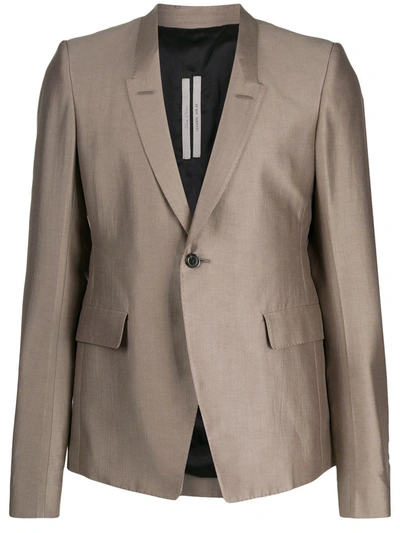 Rick Owens Narrow-lapel Single-breasted Blazer In Grey