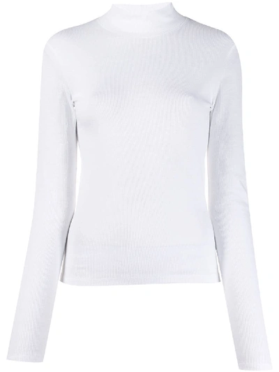 Rag & Bone Ribbed Jersey Turtleneck Top In White