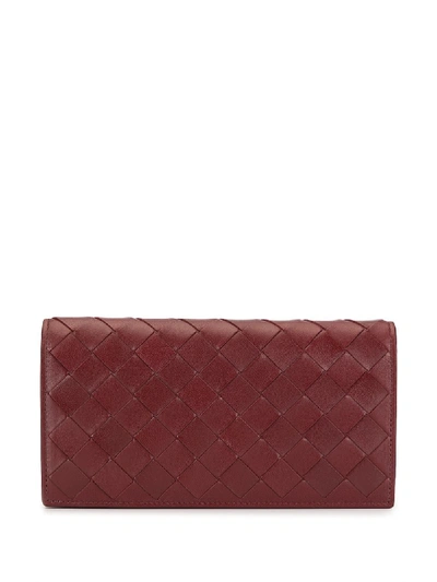 Bottega Veneta Intrecciato Weave Continental Wallet In Red