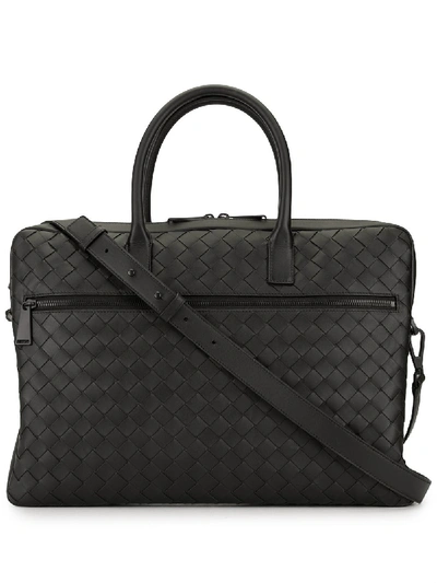 Bottega Veneta Woven Leather Briefcase In 黑色
