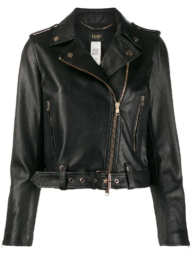 Liu •jo Leather Biker Jacket In Black