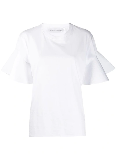 Victoria Beckham Fluted Sleeve T-shirt In 白色