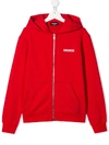 Dsquared2 Teen Icon Zip-up Cotton Hoodie In 红色