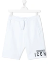 DSQUARED2 TEEN ICON COTTON TRACK SHORTS