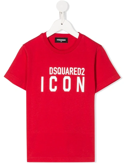 Dsquared2 Kids' Icon Relaxed-fit Cotton T-shirt In Red