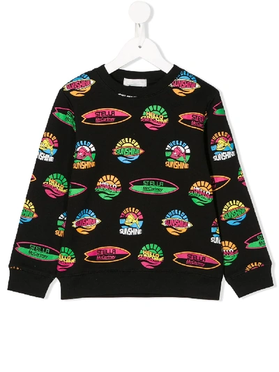 Stella Mccartney Kids' Hello Sunshine Print Sweatshirt In Black
