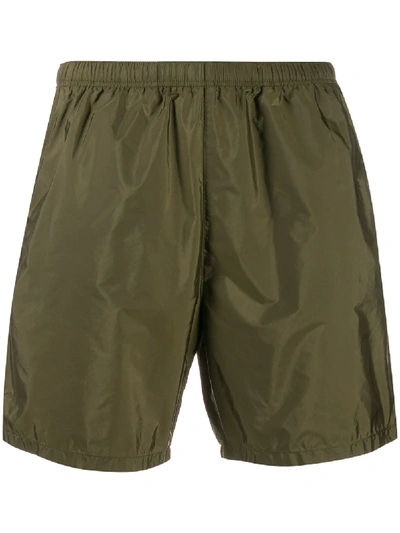 Prada Logo Patch Swim Shorts In 绿色