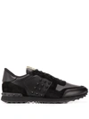 Valentino Garavani Rockrunner Camouflage-jacquard Sneakers In Black