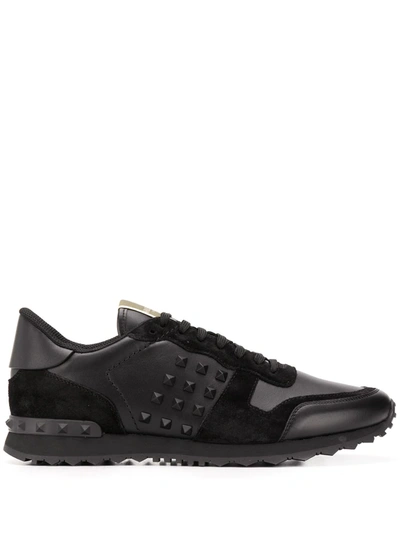 Valentino Garavani Rockstud-embellished Lace-up Sneakers In Black