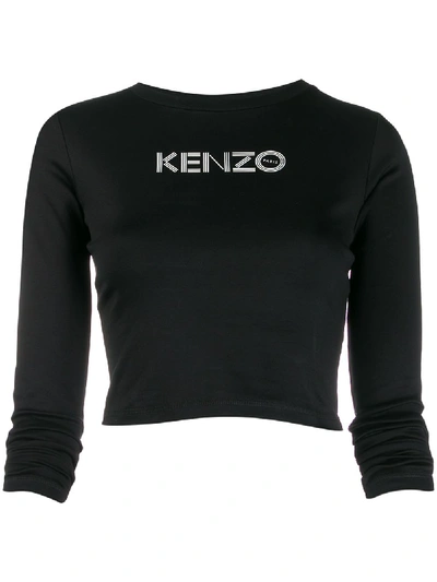 Kenzo Logo-print Cropped Top In Black