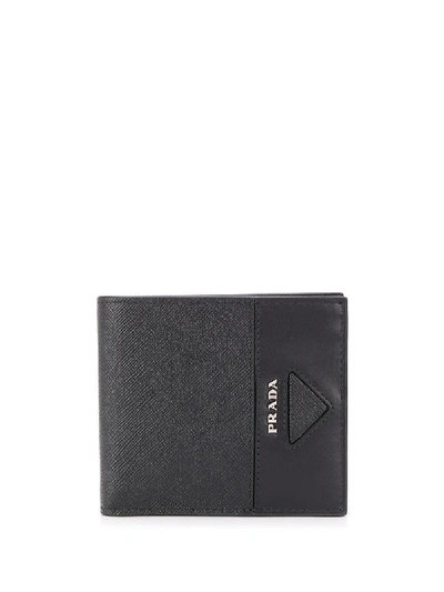 Prada Logo Detail Wallet In Black