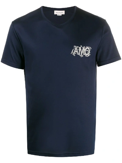Alexander Mcqueen Chest Logo T-shirt In Blue