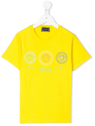 Young Versace Kids' T-shirt Mit Medusa-print In Yellow