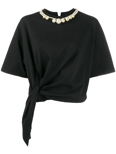 Miu Miu Necklace Detail T-shirt In 黑色