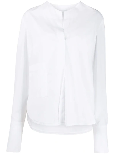 Christian Wijnants Collarless Poplin Shirt In White