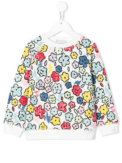 Stella Mccartney Kids' Floral Print Sweatshirt In White