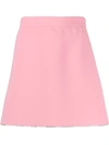 Miu Miu Diamante Detail High Waisted Skirt In 粉色