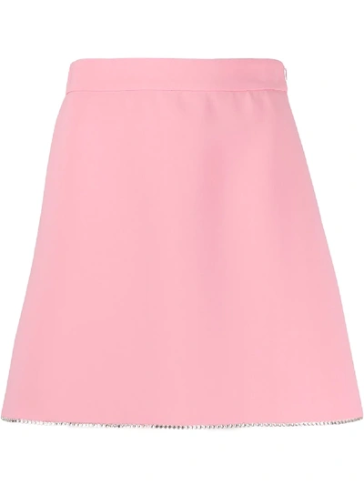 Miu Miu Diamante Detail High Waisted Skirt In 粉色