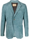 Ajmone Textured Single-breasted Blazer In Blue