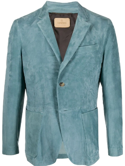 Ajmone Textured Single-breasted Blazer In Blue