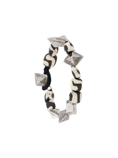 Saint Laurent Stone-embellished Beaded Bracelet In White