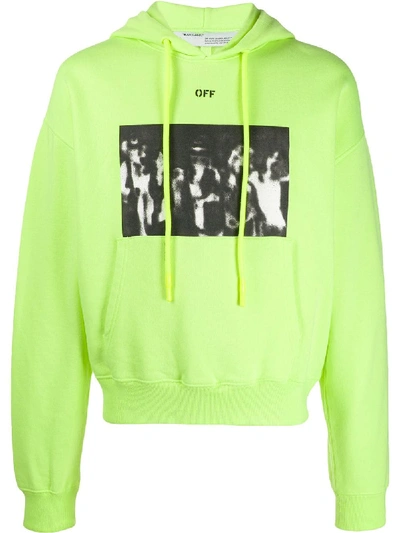 Off-white Spray Painting Arrows Cotton Hoodie In Yellow