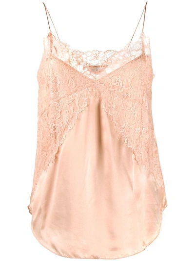 Iro Branda Lace-paneled Silk-charmeuse Camisole In Pink Sand