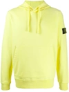 Stone Island Logo Patch Relaxed Fit Hoodie In Yellow