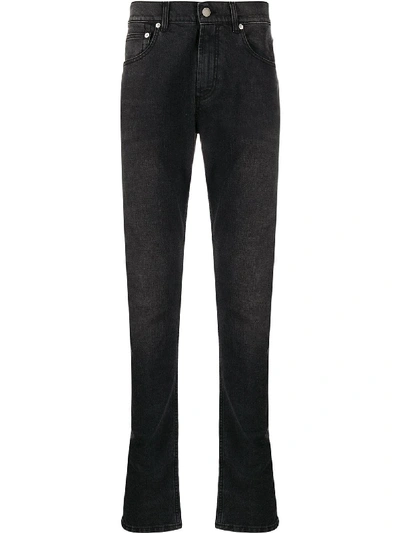 Alexander Mcqueen Dragon Patch Slim-fit Jeans In Black