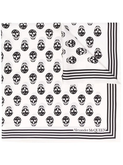 Alexander Mcqueen Biker Skull Print Scarf In White