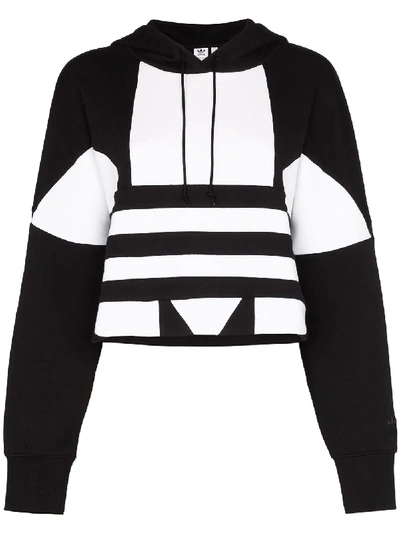 Adidas Originals Logo Print Cotton Hoodie In Black