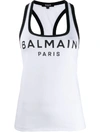 Balmain Logo Print Lycra Tank Top In White
