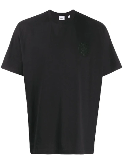 Burberry Rhinestone Tb Logo T-shirt In 黑色