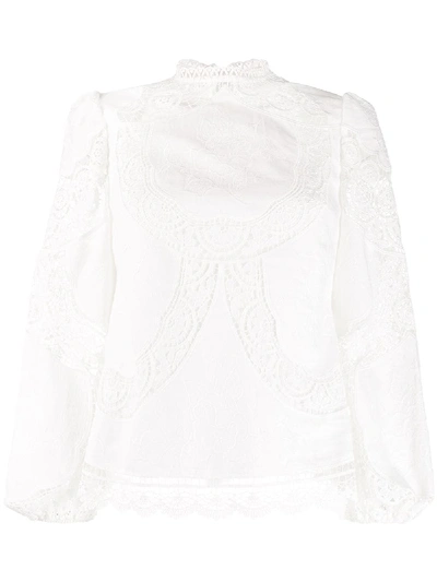 Zimmermann Lace Panel Blouse In White