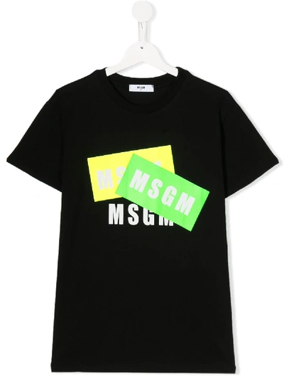 Msgm Teen Logo Stamp T-shirt In Black