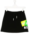 Msgm Teen Logo Print Skirt In 黑色