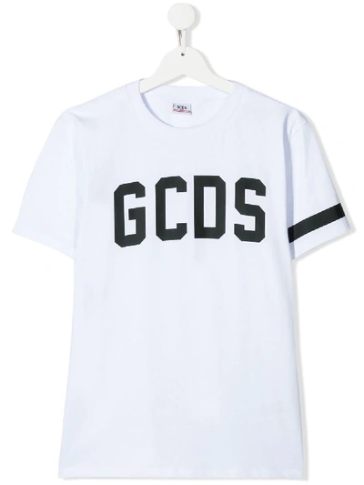 Gcds Teen Logo Print T-shirt In White