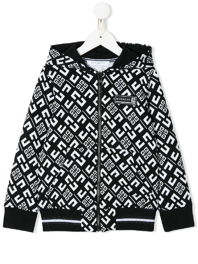 Givenchy Kids' Knitted Logo Hoody In Nero/bianco
